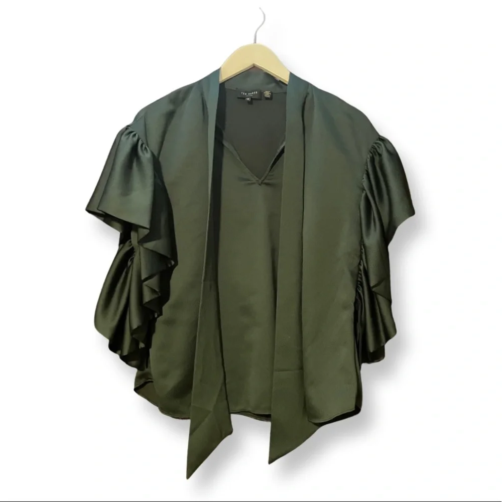 Ted Baker Stylish Short Sleeve Shirt in Green, Size 2 - Picture 1 of 4